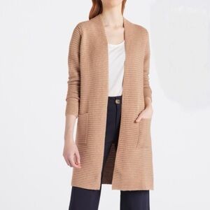 Fortune + Ivy StitchFix Dark Tan Ribbed Open Cardigan